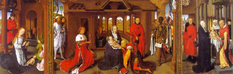 Hans Memling Triptych featuring The Nativity, The Adoration of the Magi The Presentation in the Temple China oil painting art